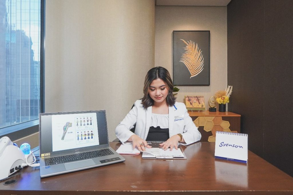 Professional scalp consultation for personalized hair care.